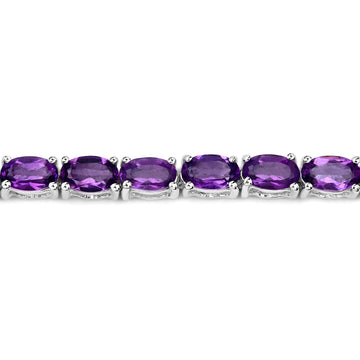 6.48 ct. Genuine Amethyst .925 Sterling Silver Bracelet